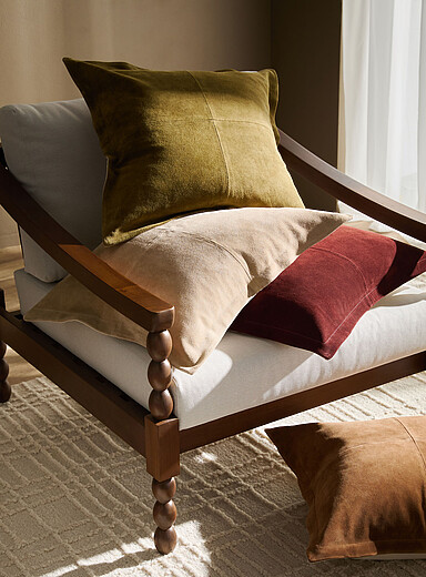 Topstitched suede removable-cover cushion 50 x 50 cm