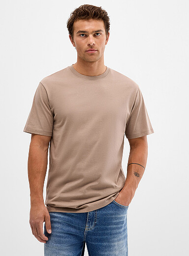 Le 31: Le t-shirt pur coton bio <b>Coupe allong&eacute;e</b> Taupe pour homme