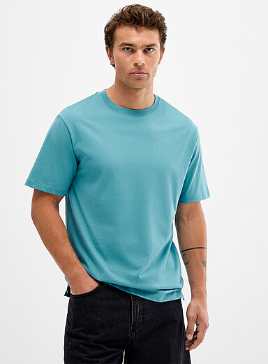 Le 31: Le t-shirt pur coton bio <b>Coupe allong&eacute;e</b> Turquoise pour homme