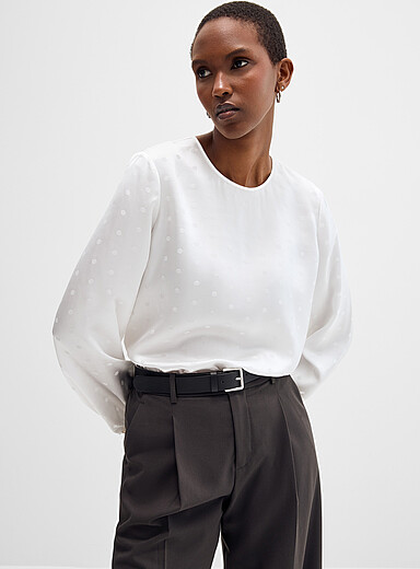 Polka-dotted pure silk blouse