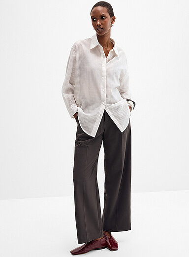 Meilleur Moment Off White Striped voile loose shirt for women