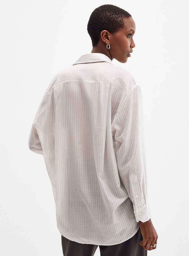 new basic　SHEER VOILE SAILOR SHIRTS Striped voile loose shirt | Meilleur Moment | | Simons