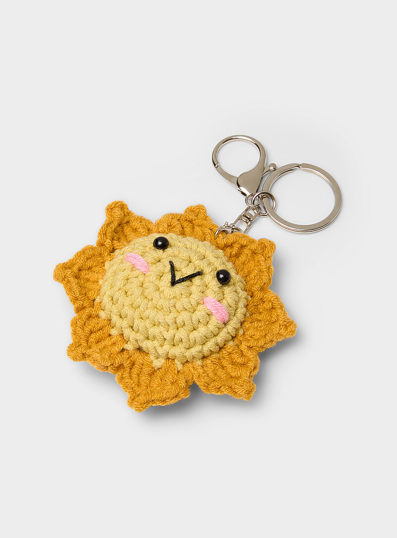 Sun Crocheted Charm Keychain