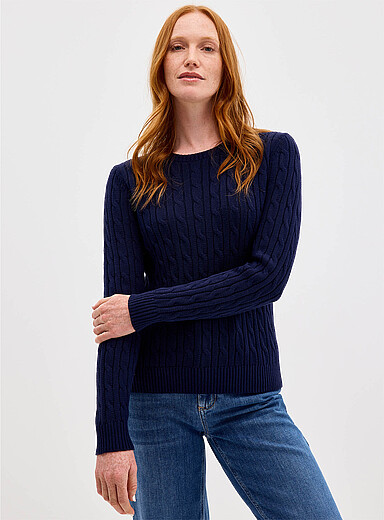 Cable-knit reprocessed cotton sweater