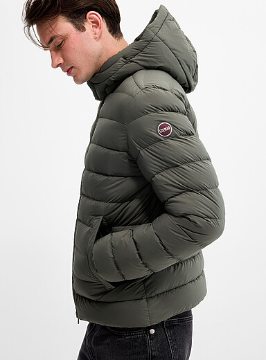 Colmar: Le manteau matelass&eacute; capuchon amovible Vert fonc&eacute; - Mousse pour homme