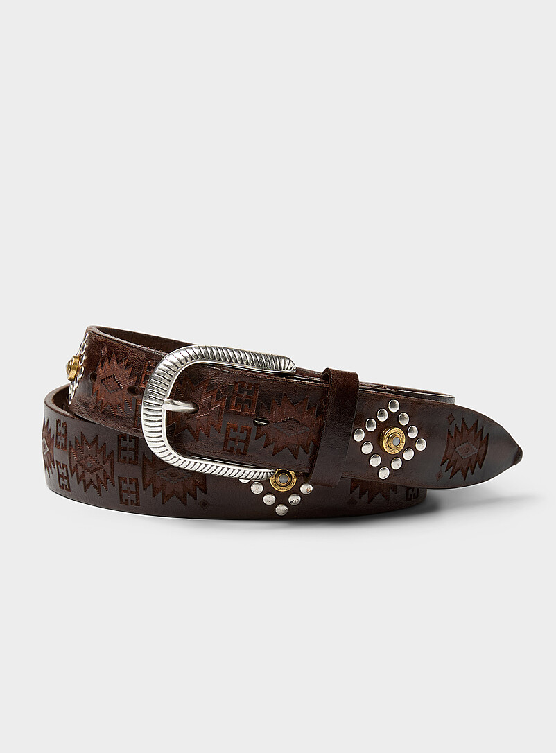 Studded engraved belt Exclusive collection from Italy product image (primary)
