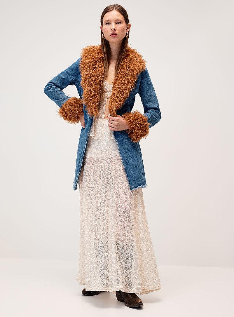 Denim And Faux-Shearling Jacket