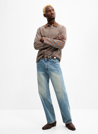 Coor: Le jean bleu d&eacute;lav&eacute; Coupe droite <b>Collection de S&eacute;oul</b> Bleu pour homme