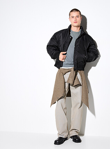 Coor Black Gathered seam satiny bomber jacket <b>Seoul collection</b> for men