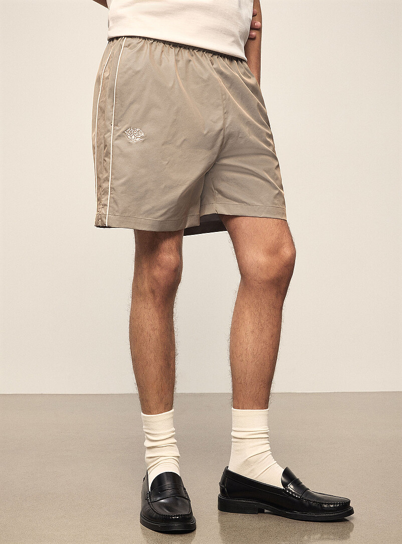 Les Deux Taupe Smith moir&eacute; weave short for men
