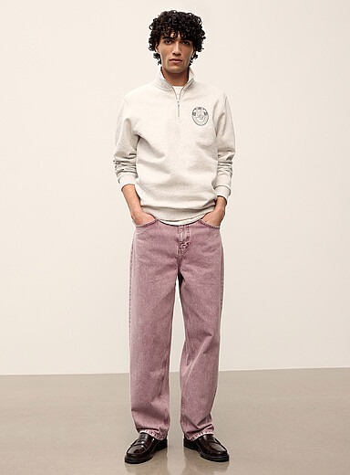 Le jean rose d&eacute;lav&eacute; Roi <b>Coupe ample</b>