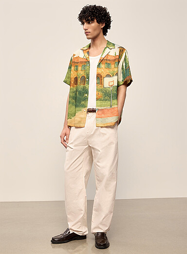 Le chino plis plats Romeo <b>Coupe ample</b>