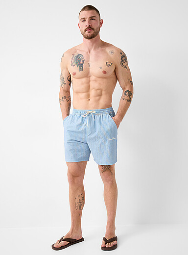 Pinstripe seersucker swim trunk