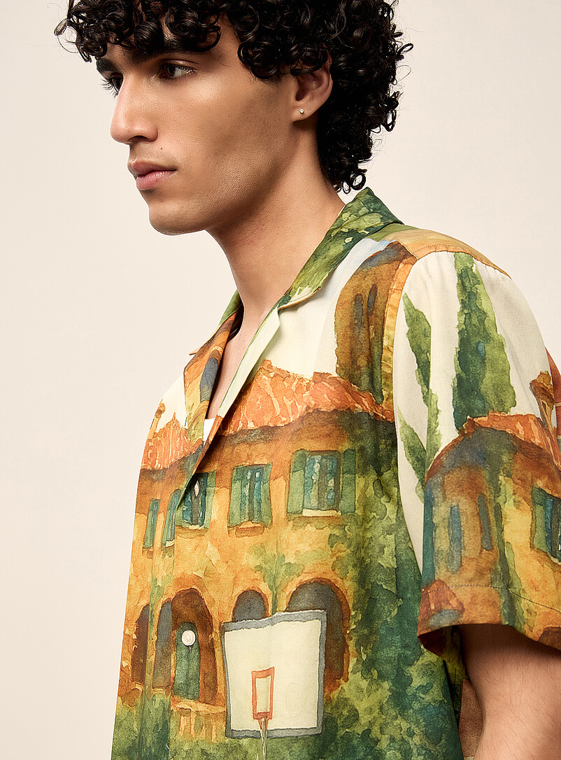 Painterly landscape camp shirt product image 2