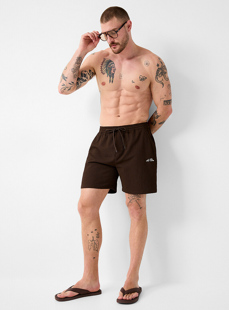 Cocoa Seersucker Swim Trunk