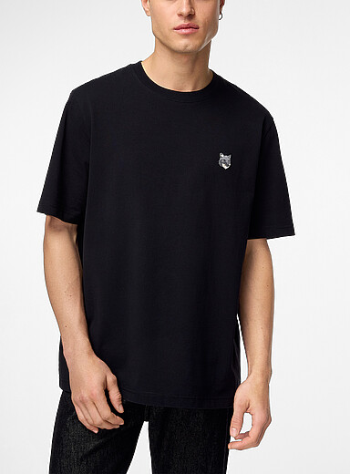 Maison Kitsun&eacute;: Le t-shirt &eacute;cusson renard Noir pour homme