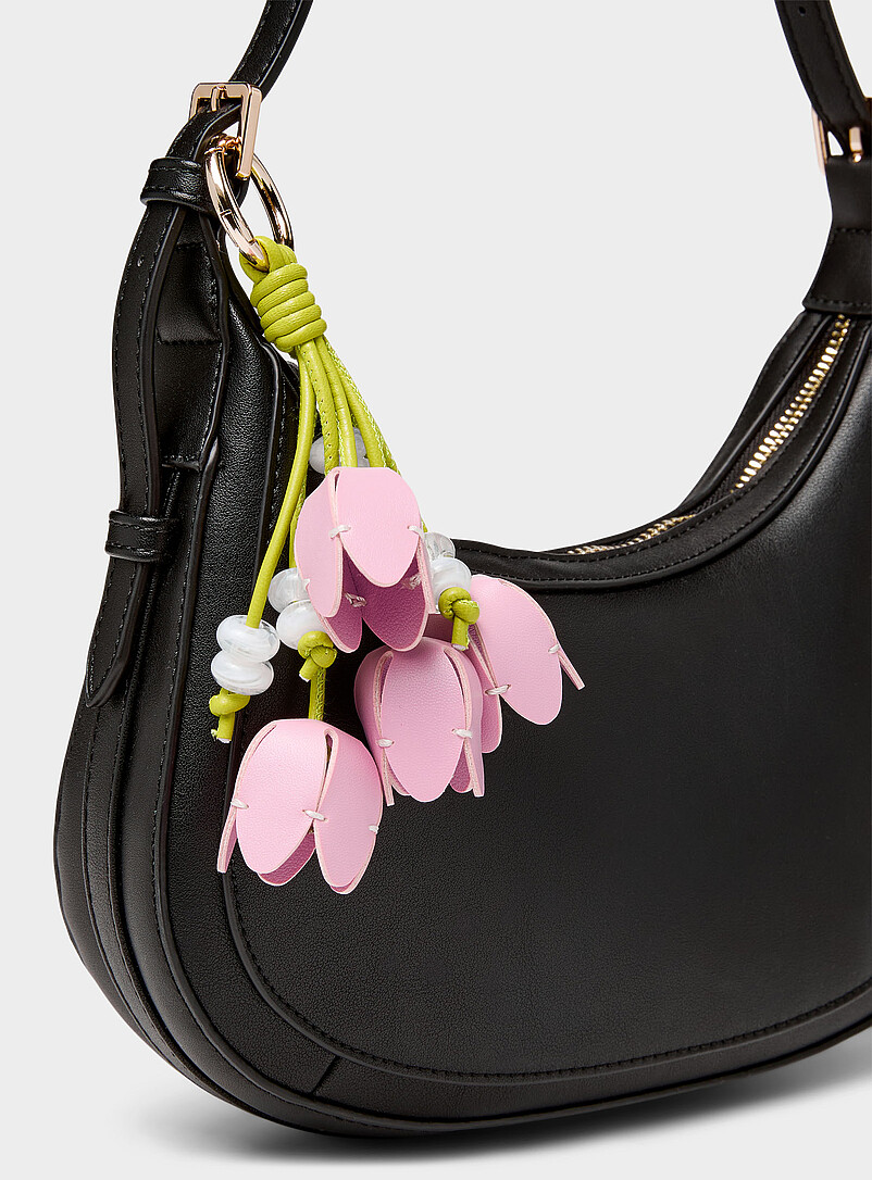 Milky Bead And Spring Flower Bag Charm