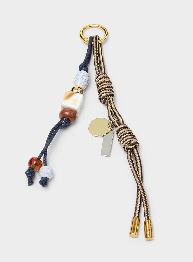 Neutral Beads And Cords Bag Charm