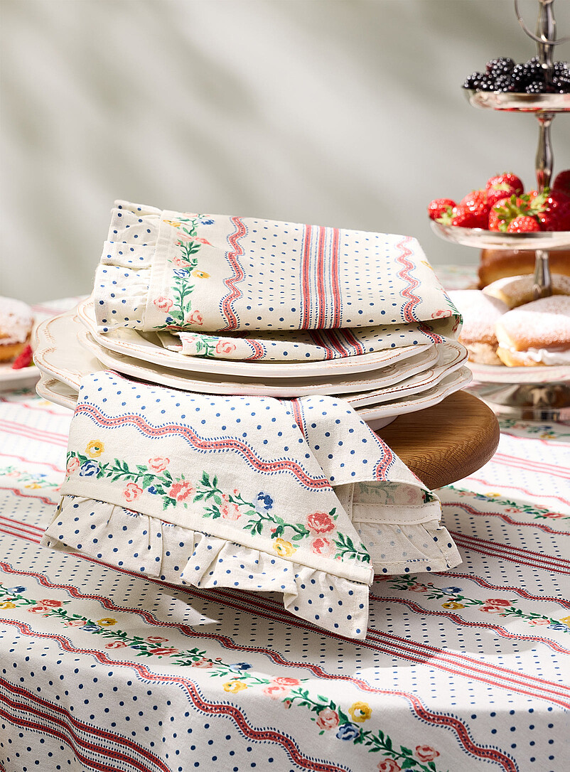 Jeanne Red Ruffled Napkins Set Of 2
