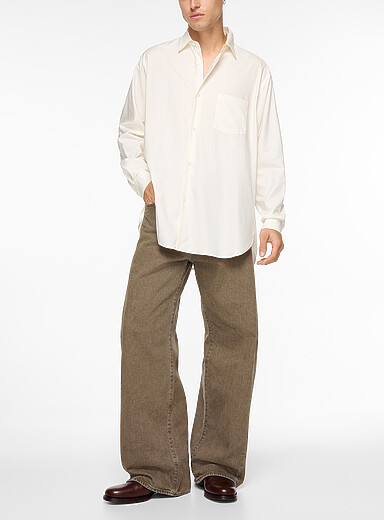 Khaki barrel-leg jean