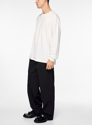 ssstein Black Pleated pure wool pant for men
