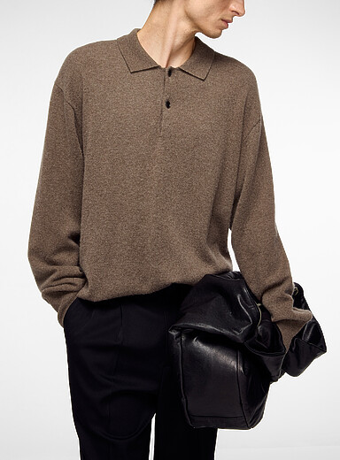 Ssstein Taupe Taupe pure cashmere polo shirt for men