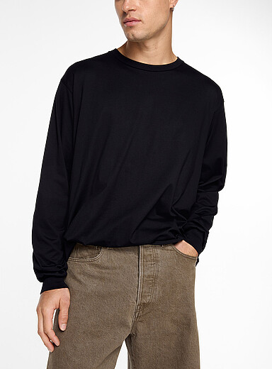ssstein: Le t-shirt manches longues surdimensionn&eacute; Noir pour homme