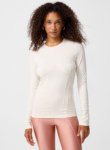 Corset trim long-sleeve T-shirt