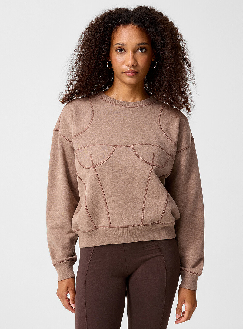 Corset trim loose cotton fleece sweatshirt product image (primary)