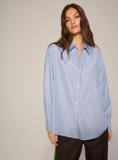 La chemise ray&eacute;e surdimensionn&eacute;e pur coton Dami