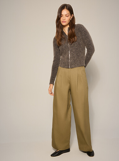 Boii Studios Chestnut Julie structured twill pant <b>Fit: Barrel leg, high rise</b> for women