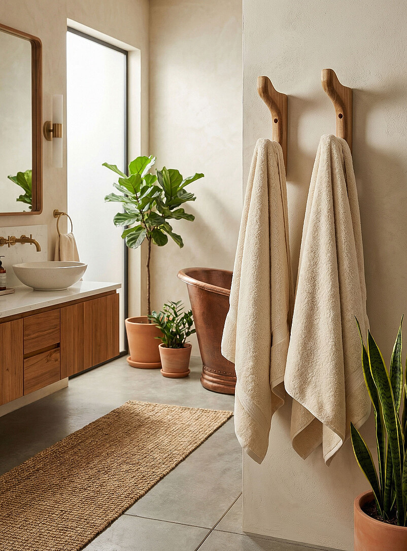 Teak Wood Towel Hooks Set Of 2 Indoor And Outdoor