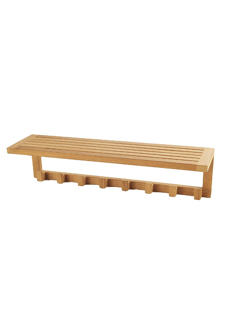 Eight-hook wall-mounted teak wood shelving Indoor and outdoor product image 2