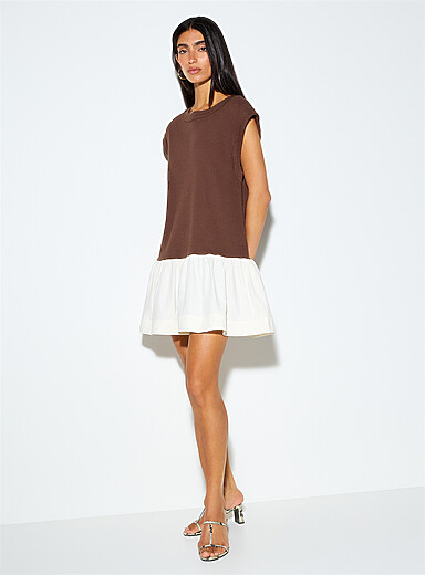 Contrasting ruffled trim loose minidress