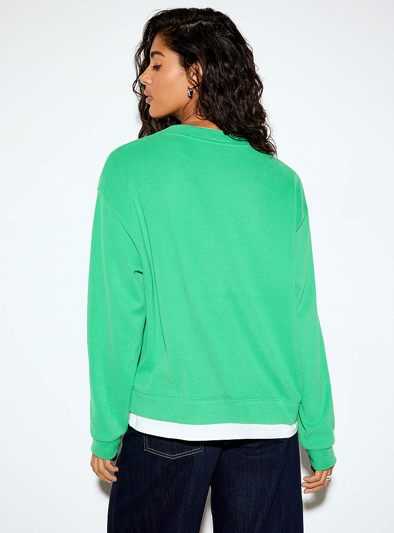 Ic&ocirc;ne Green Soft brushed finish loose-fit layered-effect sweatshirt for women
