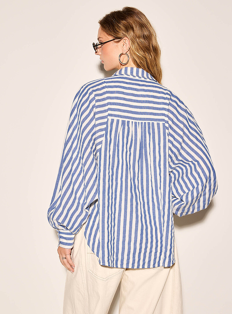 Puff-sleeve loose striped shirt product image 3