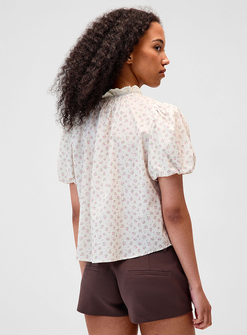 Twik: La chemise manches bouffantes plis cousus Vieux rose pour femme