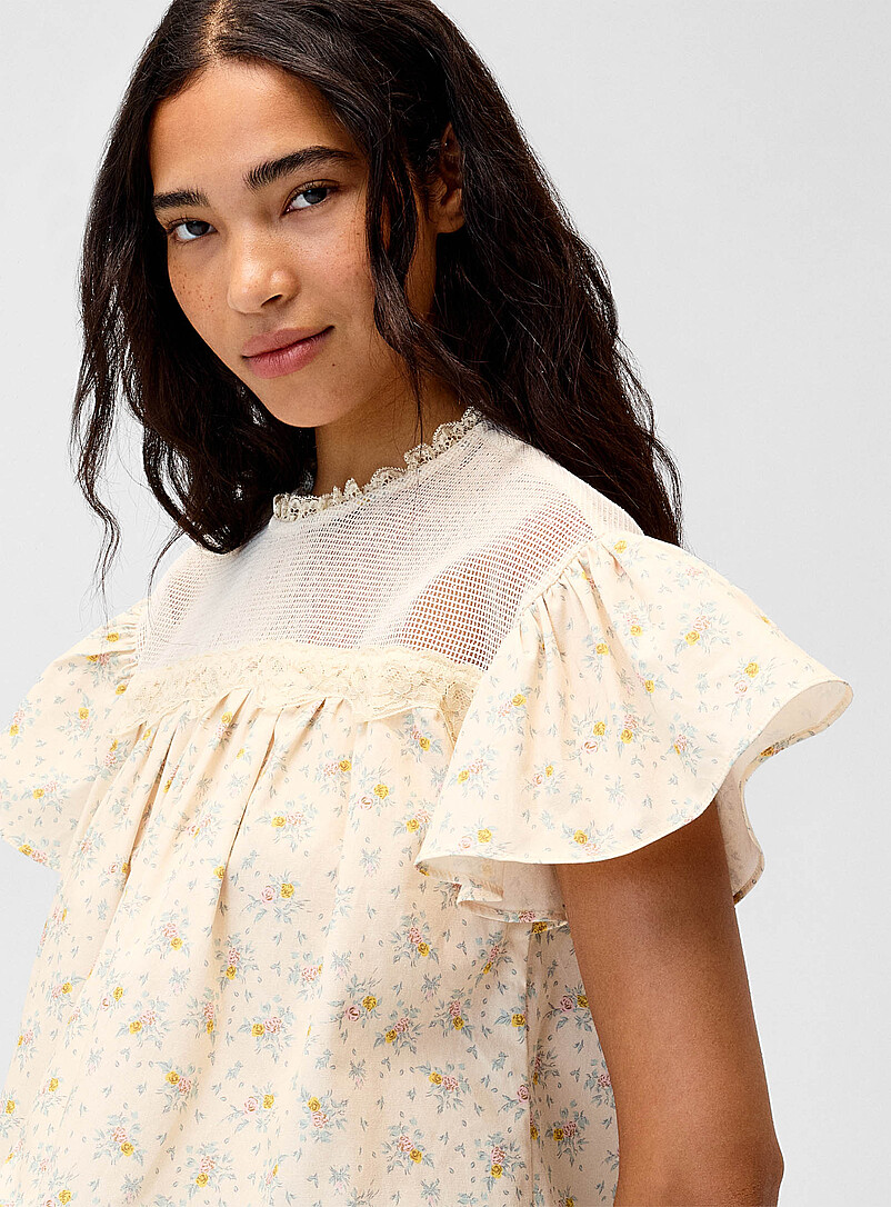 Mesh flowers babydoll blouse product image 2