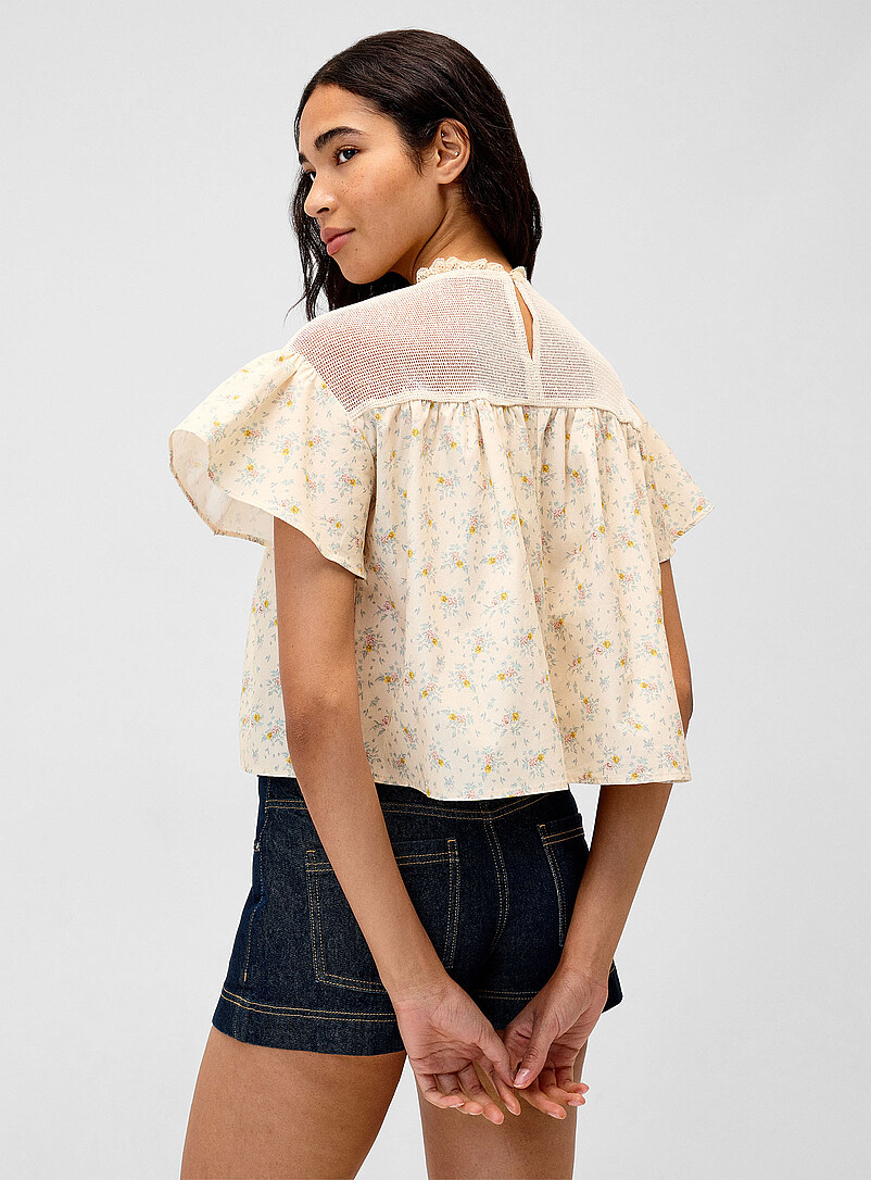 Mesh flowers babydoll blouse product image 3