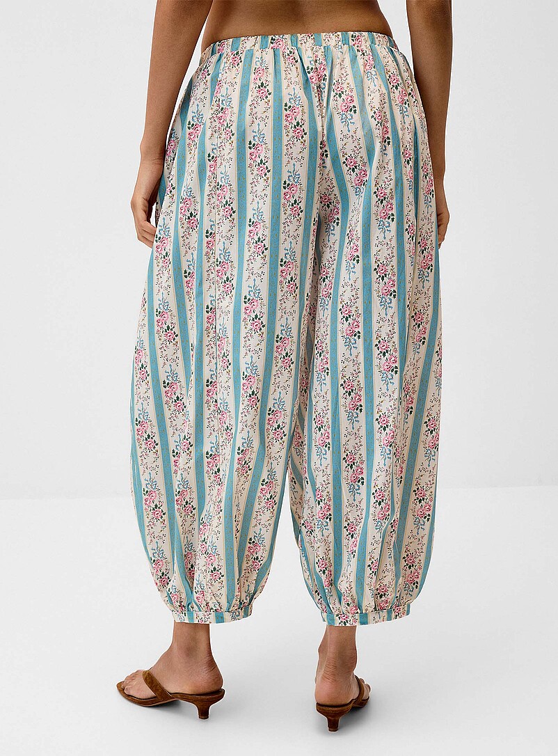 Twik: Le pantalon ballon popeline tapisserie florale Sarcelle - Turquoise pour femme