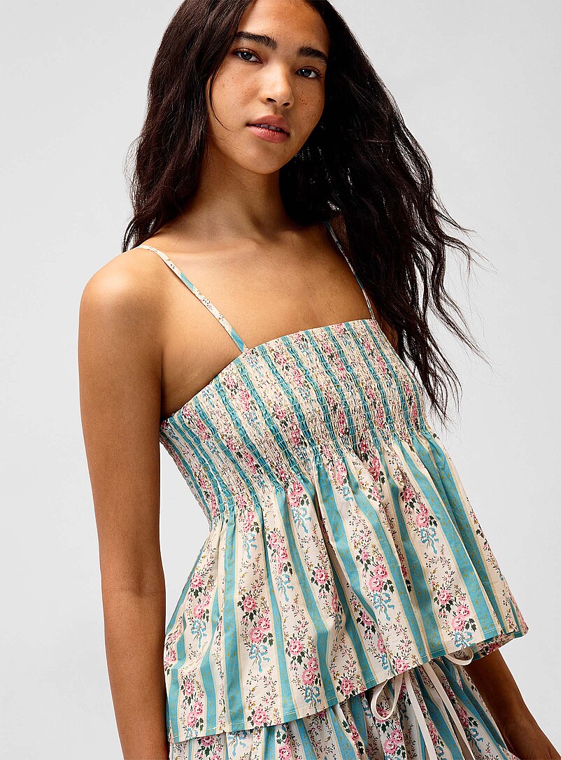 Floral tapestry smocked babydoll cami product image 2