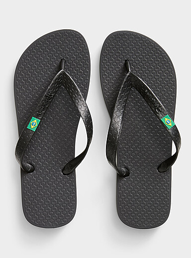 Ipanema: La sandale de plage drapeau Br&eacute;sil Homme Noir pour homme