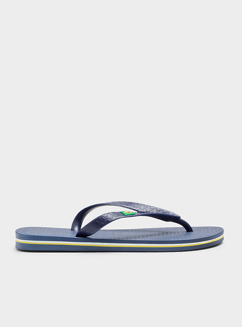 Ipanema: La sandale de plage drapeau Br&eacute;sil Homme Bleu marine - Bleu nuit pour homme