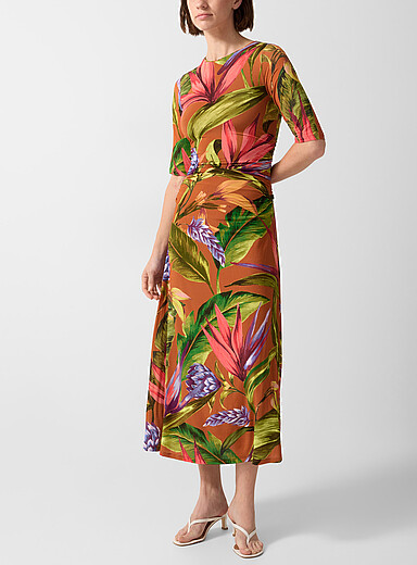 Farm Rio Patterned Brown Exotic flora soft jersey maxi dress for women