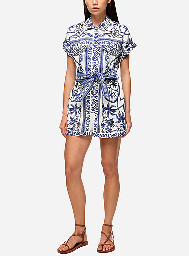 Farm Rio Patterned White Earthenware palm trees linen romper for women