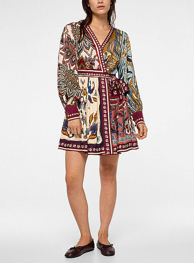Farm Rio Flowers Floral stained-glass print wrap dress for women