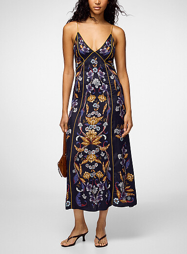 Farm Rio: La robe nuisette Golden Nature Bleu - Fleur pour femme