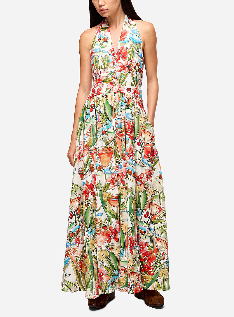 Aperitivo pattern halter maxi dress product image (primary)