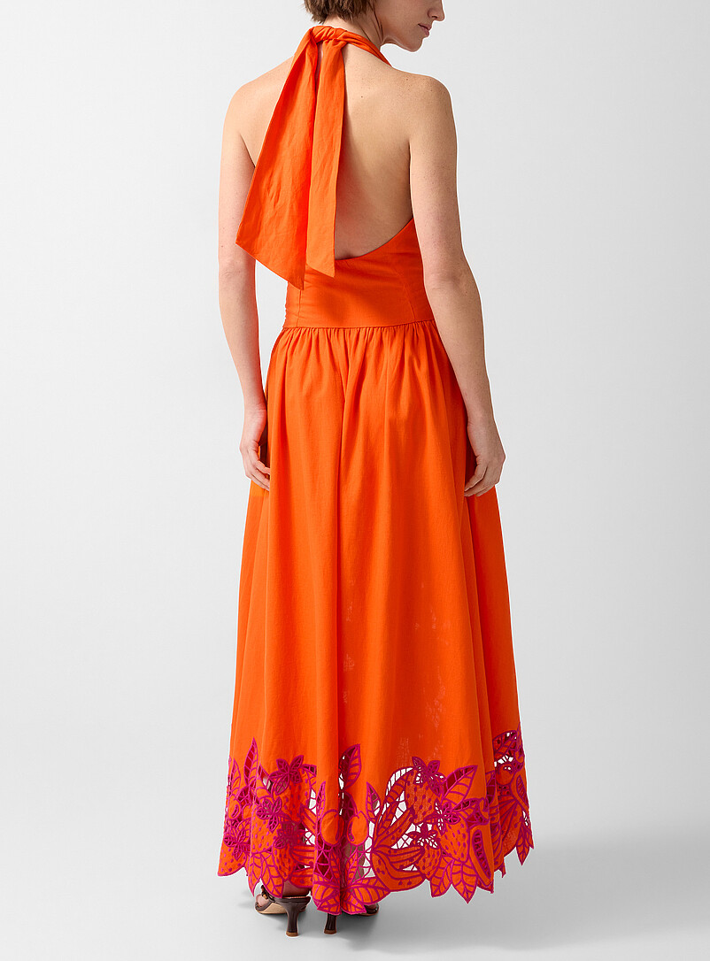 Fruity Richelieu embroidery maxi halter dress product image 3
