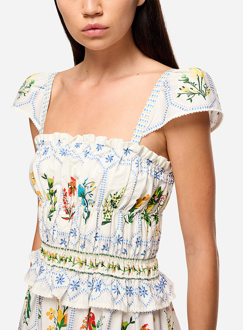 Birds and flowers porcelain white maxi dress product image 2